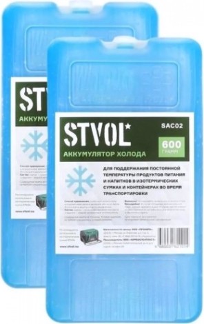 Аккумулятор холода STVOL SAC02_2 пластиковый, 600 гр 2 шт. Аккумулятор холода STVOL SAC02_2 пластиковый, 600 гр 2 шт.
