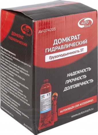Домкрат бутылочный Autovirazh AV-074203 3 т (красный) Домкрат бутылочный Autovirazh AV-074203 3 т (красный)