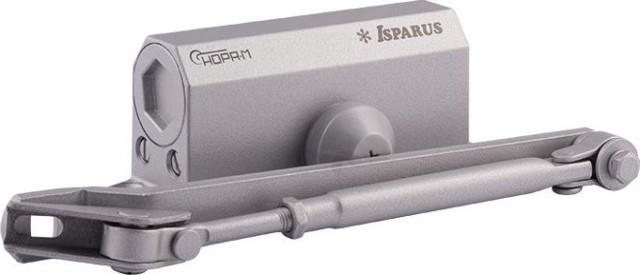 Доводчик дверной НОРА-М 410F ISPARUS с фиксацией "Серый" [18400]