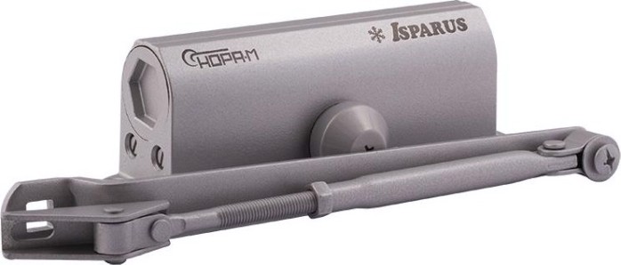 Доводчик дверной НОРА-М 430F ISPARUS с фиксацией "Серый" [18405]