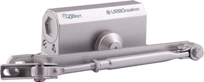 Доводчик дверной НОРА-М 510F URBOnization с фиксацией "Серебро" [18392]