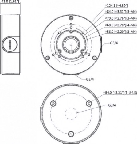 Монтажная коробка DAHUA DH-PFA130-E для цилиндрических и купольных видеокамер Монтажная коробка DAHUA DH-PFA130-E для цилиндрических и купольных видеокамер