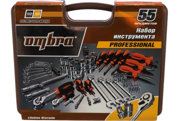 Набор инструментов OMBRA OMT55S 1/4", 1/2"DR, 55 предметов Набор инструментов OMBRA OMT55S 1/4", 1/2"DR, 55 предметов