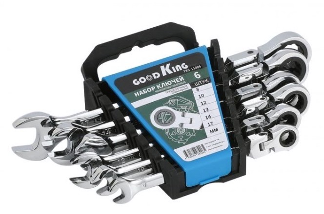 Набор комбинированных ключей GOODKING TKS-11006 трещоточных шарнирных, 6 предм.