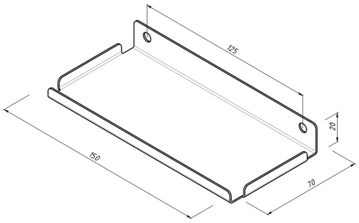 Полка для хранения EMBODIMENT EMB-TB-SH-150x70-B металлическая, настенная, черная Полка для хранения EMBODIMENT EMB-TB-SH-150x70-B металлическая, настенная, черная
