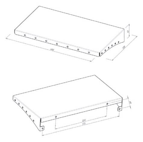 Полка для хранения EMBODIMENT EMB-TB-SH-400x220-B металлическая, настенная, черная