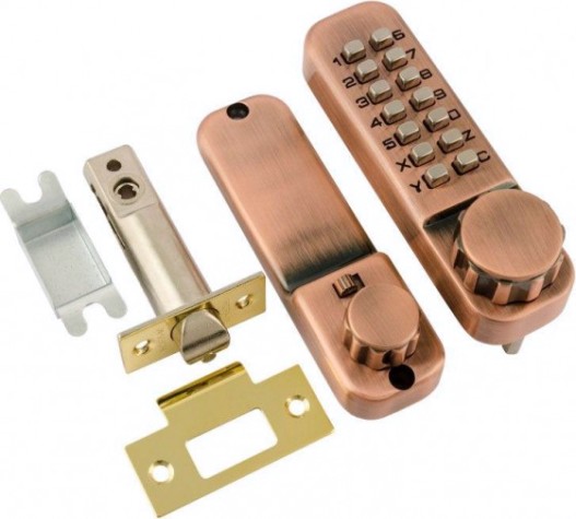 Замок накладной кодовый НОРА-М 101 с блокир. автозапирания "Старая медь" [7317]