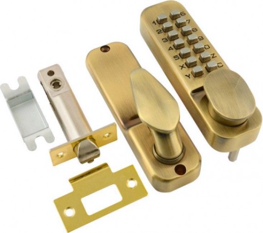 Замок накладной кодовый НОРА-М 231 с блокир. автозапирания "Старая бронза" [7328]